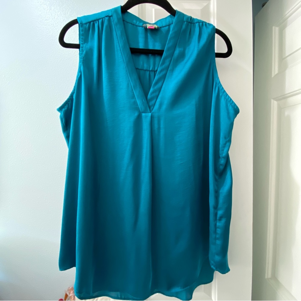 Vince Camuto Teal Sleeveless Blouse 1X